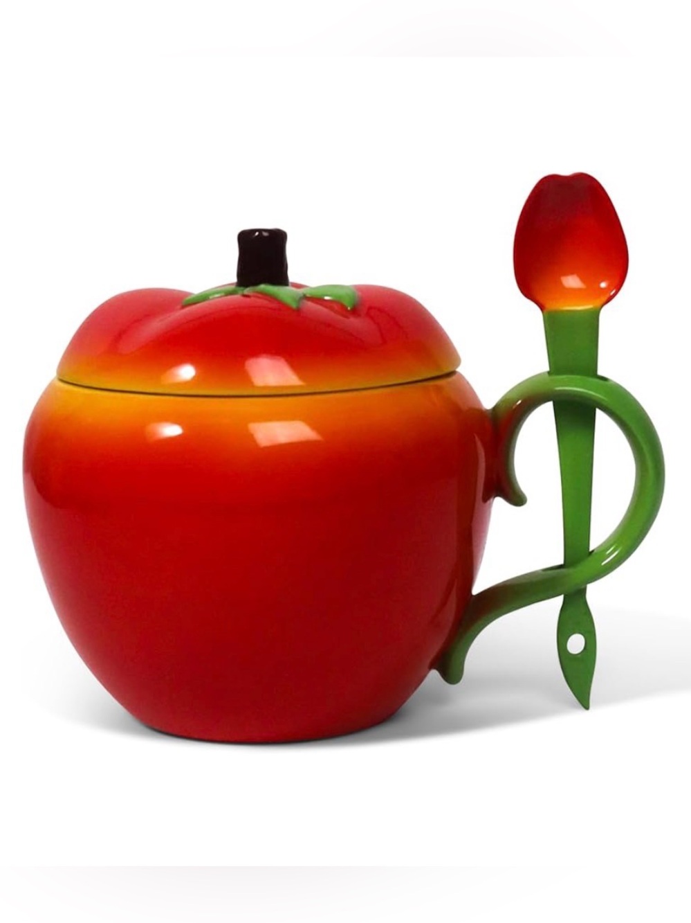 Apple Shaped Mug with Lid & Spoon, 11oz